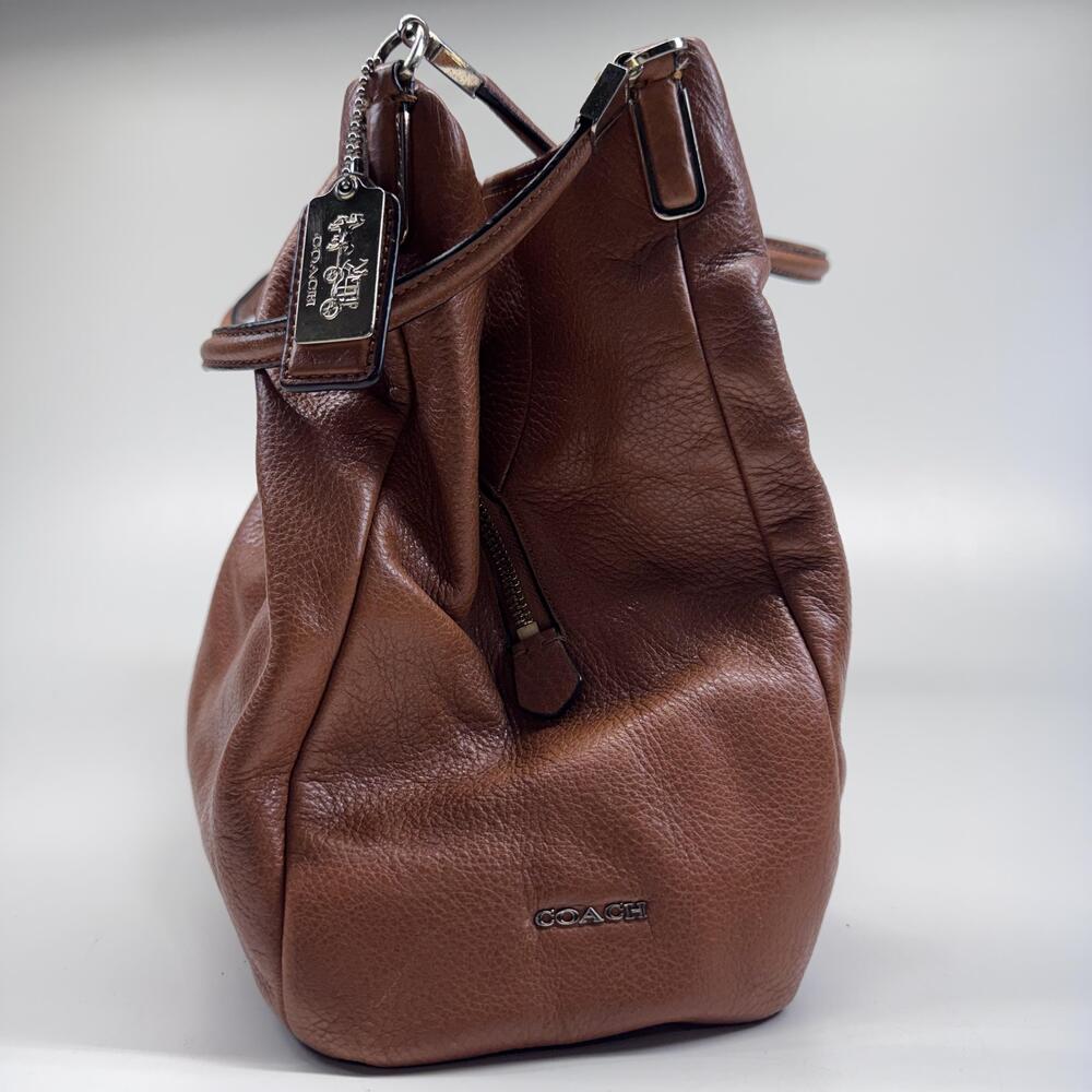 Coach Madison Small Phoebe Shoulder Bag Cognac Leather olive-khaki lining 26224
